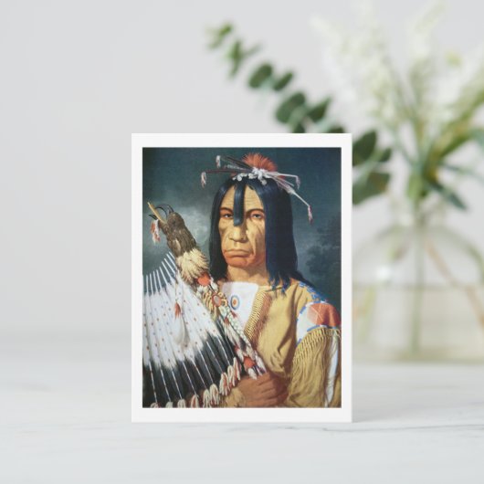 先住民アメリカのカナダのクレー人のチーフ ポストカード (スタンド正面)