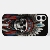 先住民アメリカのチーフスカルとHeaddress Case-Mate iPhoneケース (裏面 (横))
