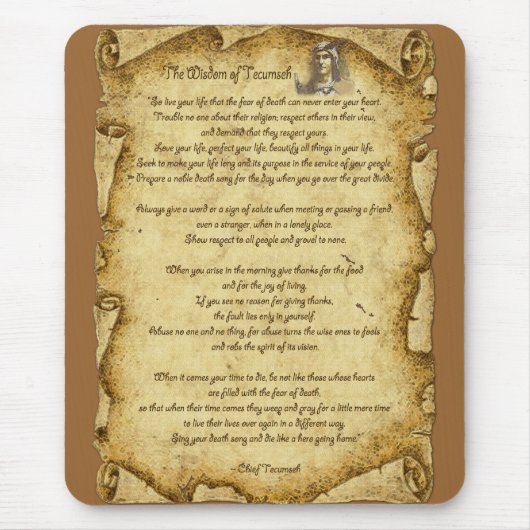 先住民アメリカのテカンセ首長知恵 マウスパッド (正面)