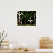 先住民アメリカのトーテムポール,バンクーバー,英国 ポスター (キッチン)