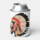 先住民アメリカのヘアドレ、チーフイラストレーション。 缶クーラー (缶正面)