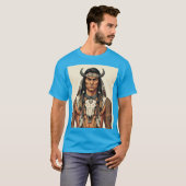 先住民アメリカのラインワークタトゥーインスパイアTシャツ Tシャツ (正面フル)