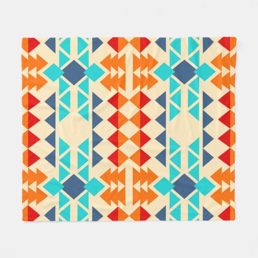 先住民アメリカのロムバスとtrのシームレスなパターン フリースブランケット (正面(横))