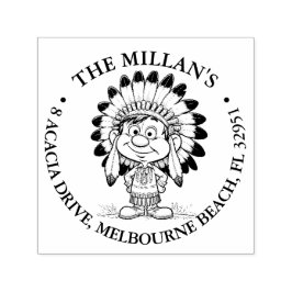 先住民アメリカの少年の笑顔テーマ セルフインキングスタンプ