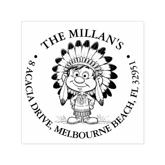 先住民アメリカの少年の笑顔テーマ セルフインキングスタンプ (デザイン)