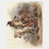 先住民アメリカの戦士 フリースブランケット (正面)