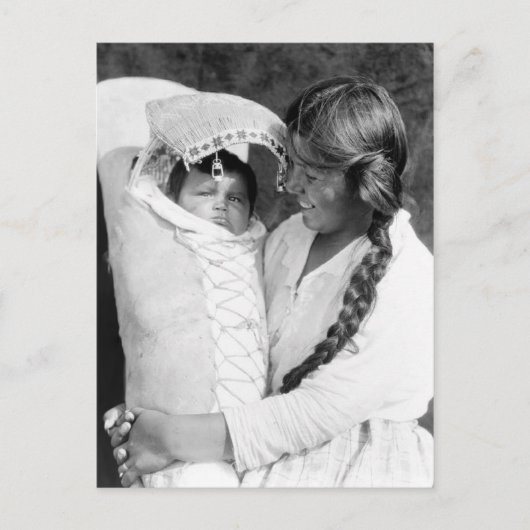 先住民アメリカの母親と彼女のパポオース ポストカード (正面)