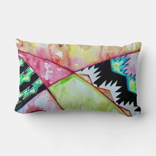 先住民アメリカの水彩デザインアクセント枕 ランバークッション (裏面)