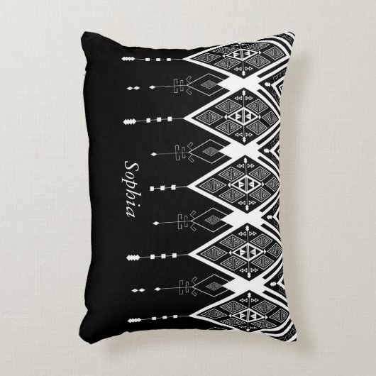 先住民アメリカの白黒の習慣 アクセントクッション (正面(垂直))