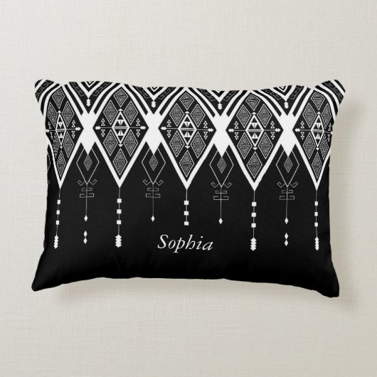 先住民アメリカの白黒の習慣 アクセントクッション (裏面)
