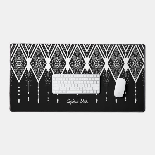 先住民アメリカの白黒の習慣 デスクマット (キーボード&マウス)