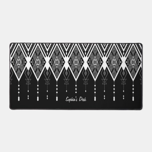先住民アメリカの白黒の習慣 デスクマット (正面)