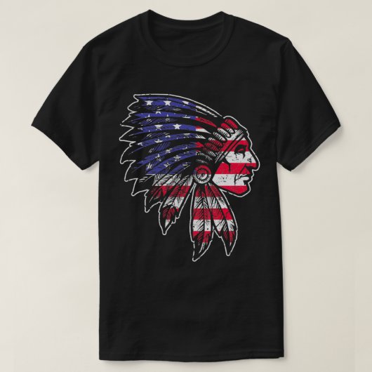 先住民アメリカの頭蓋骨TShrt 1 Tシャツ (デザイン正面)