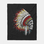 先住民アメリカインディアンのチーフスカルバイク フリースブランケット (正面)
