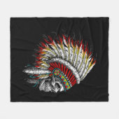 先住民アメリカインディアンのチーフスカルバイク フリースブランケット (正面(横))