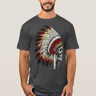 先住民アメリカインディアンのチーフスカルバイク Tシャツ