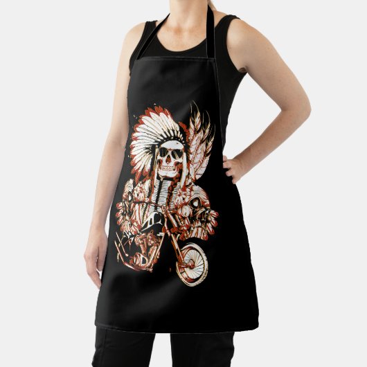 先住民アメリカインディアンのチーフスカルモーターサイクルヘッド エプロン (インサイチュ)