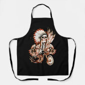 先住民アメリカインディアンのチーフスカルモーターサイクルヘッド エプロン (正面)