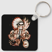 先住民アメリカインディアンのチーフスカルモーターサイクルヘッド キーホルダー (裏面)