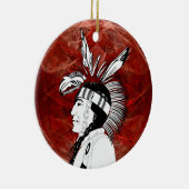 先住民アメリカインディアンのプロフィール セラミックオーナメント (右)