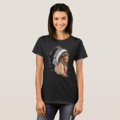 先住民アメリカインディアンのヘアドレ Tシャツ (正面フル)