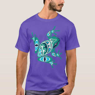 先住民アメリカインディアンスタイルアートフロッグ太平洋 Tシャツ
