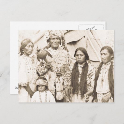 先住民アメリカインディアンヴィンテージポートレート ポストカード (正面/裏面)