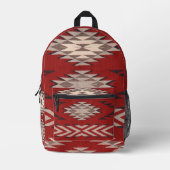 先住民アメリカインディアン南西パターンレッド プリントバックパック (正面)