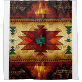 先住民アメリカインディアン南西部パターン シャワーカーテン (正面)