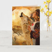 先住民アメリカインディアン女性誕生日カード カード (黄色い花)