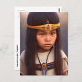 先住民アメリカインディアン小さな女の子ボーイ葉書 ポストカード (正面/裏面)