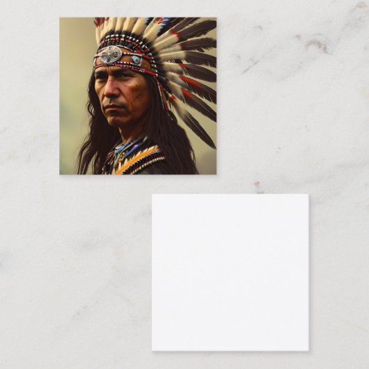 先住民アメリカインディアン戦士 スクエア名刺 (正面/裏面)