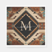 先住民アメリカインディアン文化ボホスタイルモノグラム スタンダードランチョンナプキン (正面)