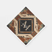 先住民アメリカインディアン文化ボホスタイルモノグラム スタンダードランチョンナプキン (角)