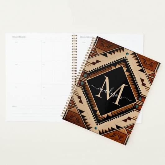 先住民アメリカインディアン文化ボホスタイルモノグラム プランナー手帳 (ディスプレー)
