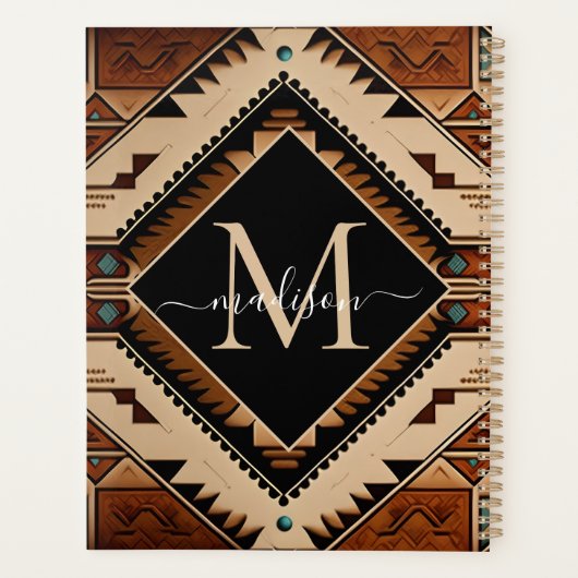 先住民アメリカインディアン文化ボホスタイルモノグラム プランナー手帳 (裏面)