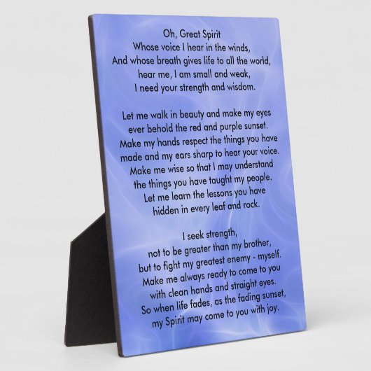 先住民アメリカインディアン祈りの言葉 フォトプラーク (側面)