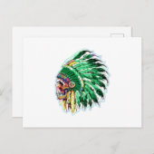 先住民アメリカインディアン緑のフェテールシルハウト ポストカード (正面/裏面)