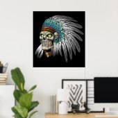 先住民アメリカインディアン部族ゴシックスカル ポスター (ホームオフィス)