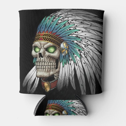 先住民アメリカインディアン部族ゴシックスカル 缶クーラー (正面)