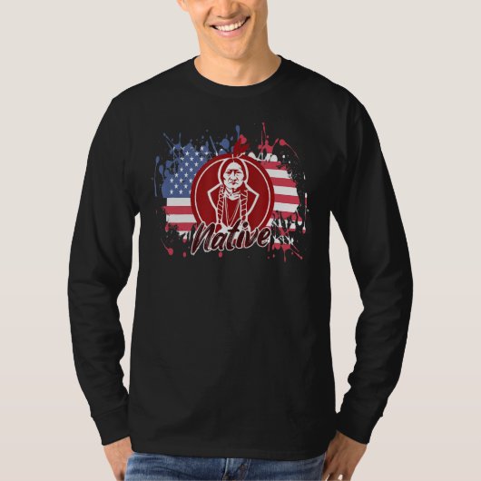先住民アメリカインディアン部族 – 米国国旗のプライド Tシャツ (正面)