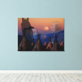 先住民アメリカインディアン長 キャンバスプリント (インサイチュ (ウッドフロア))