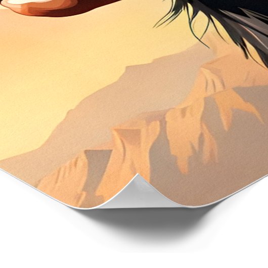 先住民アメリカインディアン首長羽毛 ポスター (角)