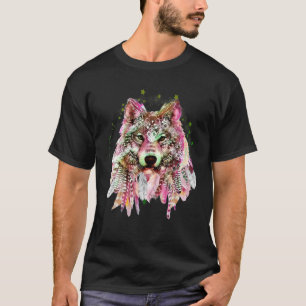 先住民アメリカウルフヘッドトライバルボヘミアンタトゥーア Tシャツ