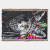 先住民アメリカキツネ芸術 スローブランケット (正面)