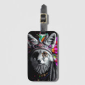 先住民アメリカキツネ芸術 ラゲッジタグ (正面縦)