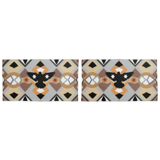 先住民アメリカクロウ 枕カバー (正面-セット)