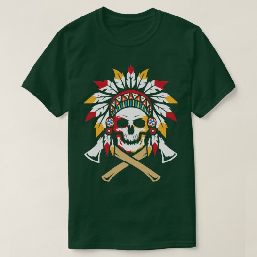 先住民アメリカスカルアックス先住民3 Tシャツ (デザイン正面)