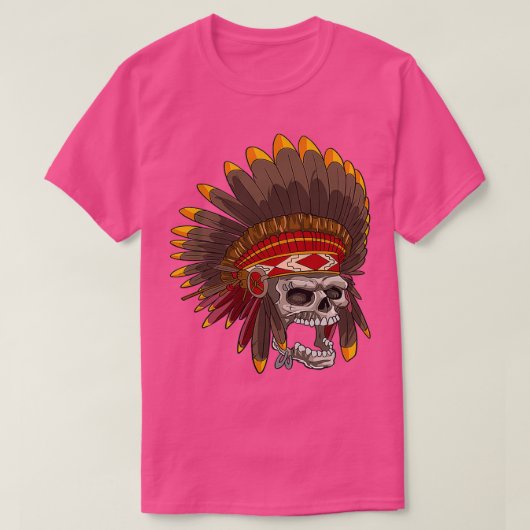 先住民アメリカスカルインスパイア Tシャツ (デザイン正面)