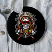 先住民アメリカスカルインディアンチーフヘッドレス 缶バッジ (インサイチュ)